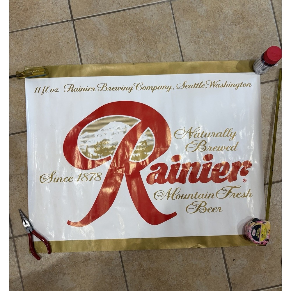 Rainier Beer: Rainier Brewing 1980s 28"x22" Plus Patch Included